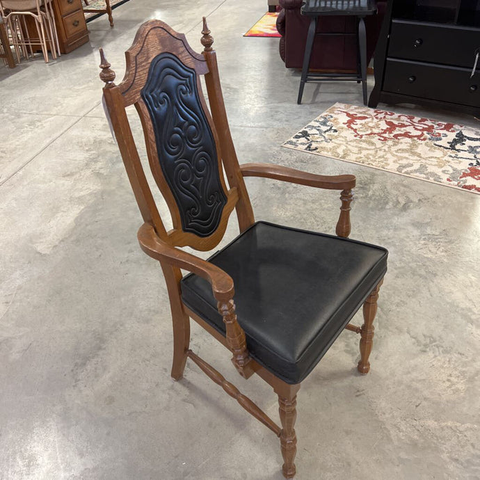 Vintage Wooden Captain Chair w/ Leather Seat