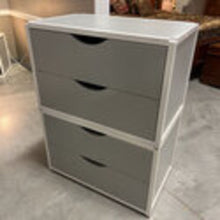 Load image into Gallery viewer, University Faux Linen &amp; White Metal 4 Drawer Chest