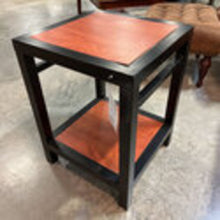 Load image into Gallery viewer, Black Metal Frame End Table w/Wood Tone Top