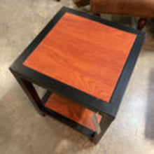 Load image into Gallery viewer, Black Metal Frame End Table w/Wood Tone Top