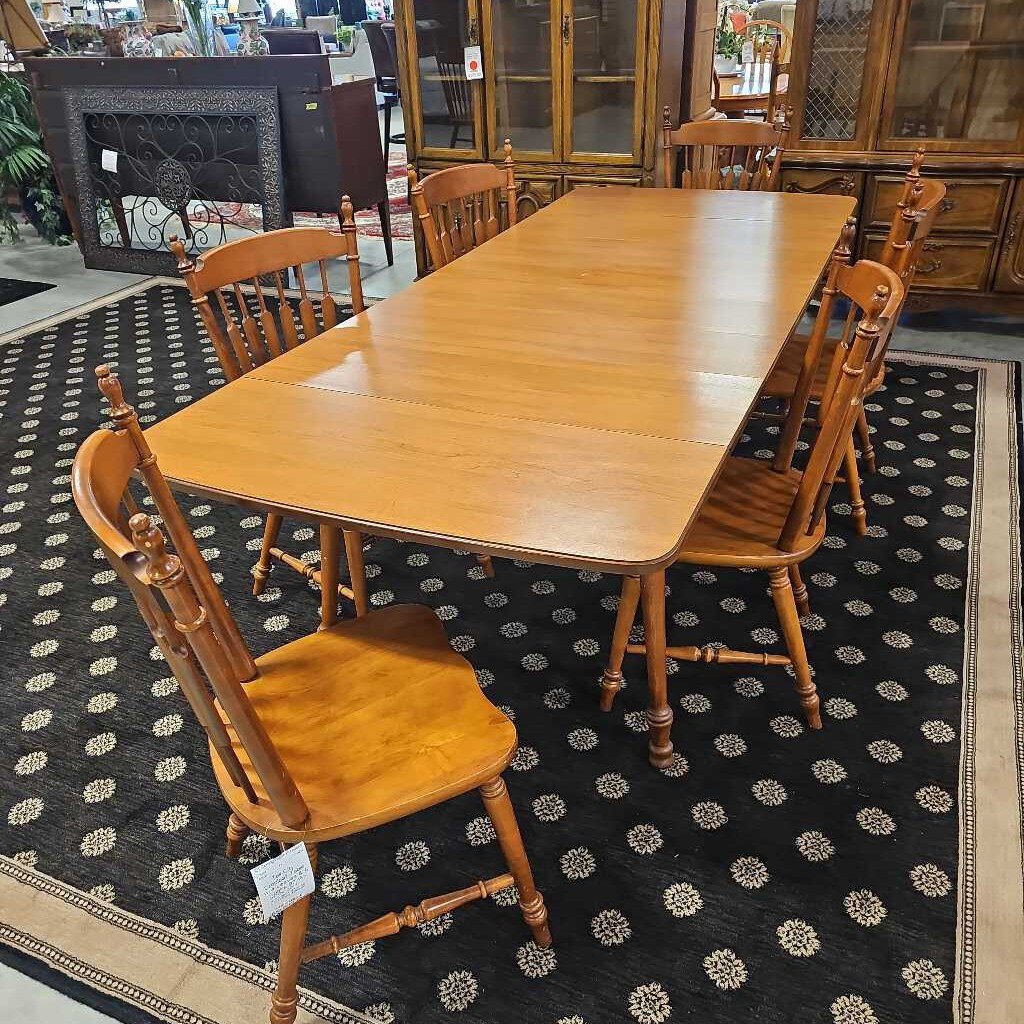 Tell City Dropleaf Table w/4 Leaves & 6 Chairs