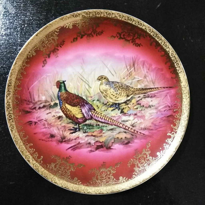 STW Bavaria Pheasant Plate in Pink/Gold