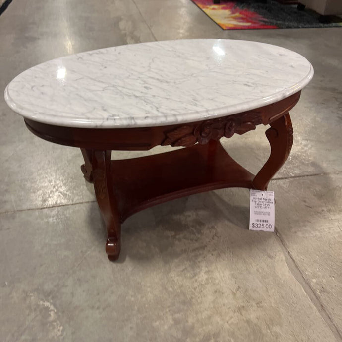 Kimball Marble Top Oval Coffee Table