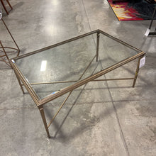 Load image into Gallery viewer, Gold Metal Glass Top Coffee Table