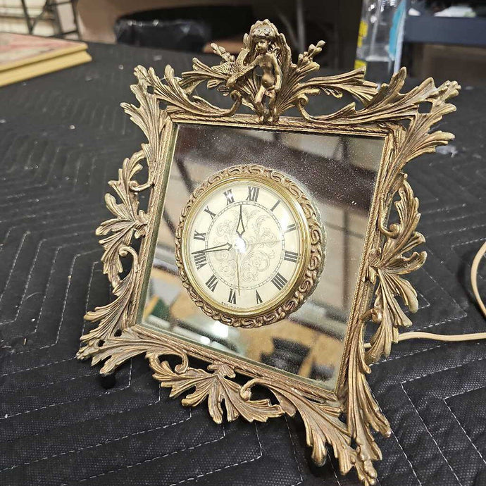 Electric Gold Cherub Mirrored Desk Clock