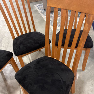 Set of 4 Dining Chairs Light Wood Black Seat