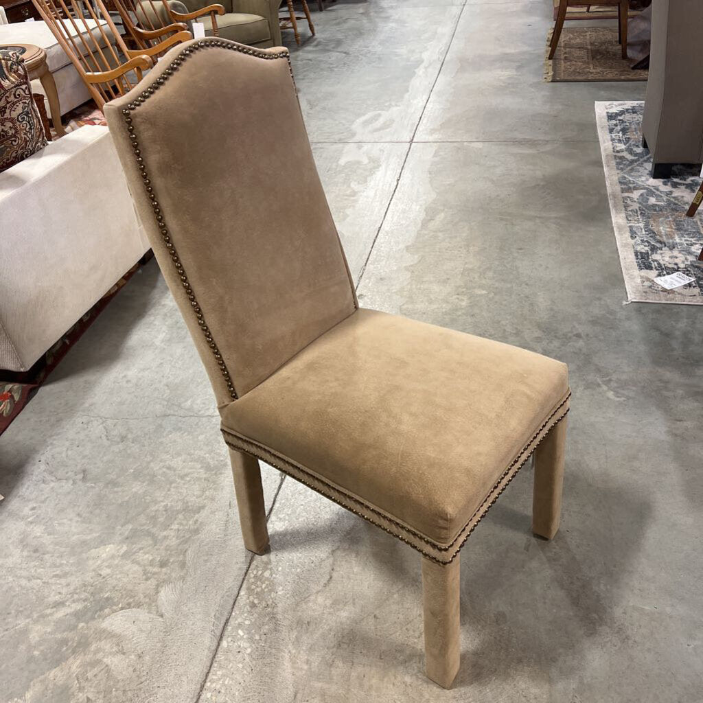 Tan Suede Studded Accent Chair