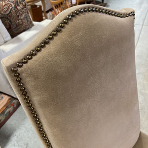 Tan Suede Studded Accent Chair