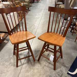 High back Oak Counter Height Swivel Stool