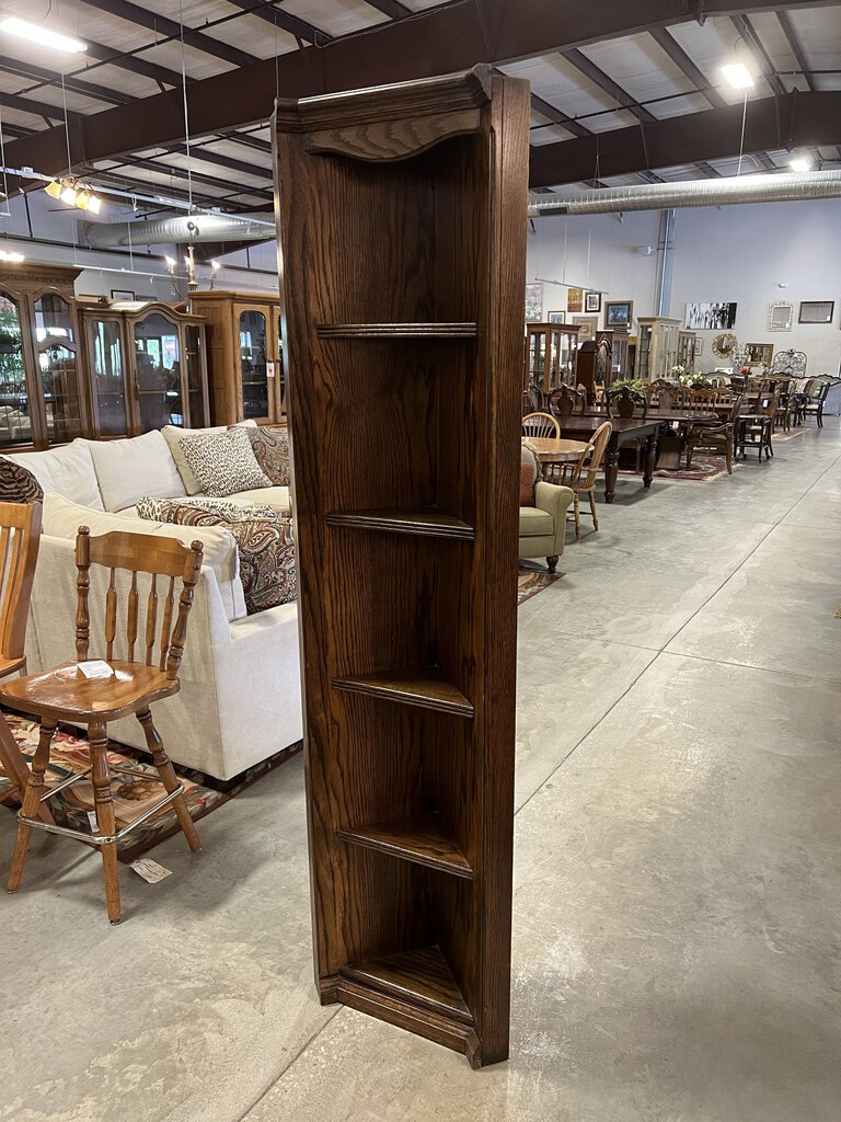 Solid Oak Corner 5 Shelf Bookcase