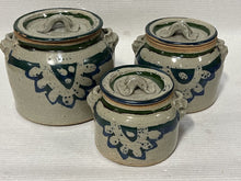 Load image into Gallery viewer, 3 Piece Pottery Cannister Set