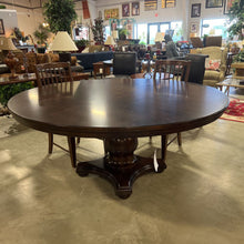 Load image into Gallery viewer, Dark Wood Round Pedestal Table