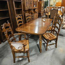 Load image into Gallery viewer, Dining Table w/6 Rush Seat Chairs &amp; 2 Leaves