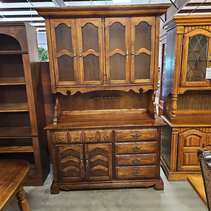 Dark Wood Hutch 5 Drawer 6 Door