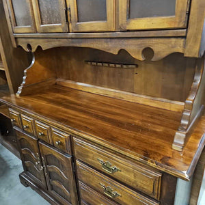 Dark Wood Hutch 5 Drawer 6 Door