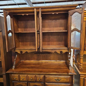 Dark Wood Hutch 5 Drawer 6 Door