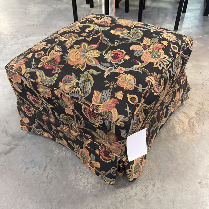 Black Floral Ottoman