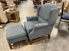 Load image into Gallery viewer, Smith Brothers Blue Arm Chair w/Ottoman