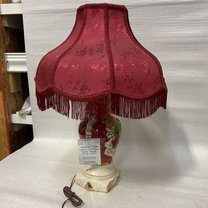 Victorian Table Lamp w/Scallop Dome Shade