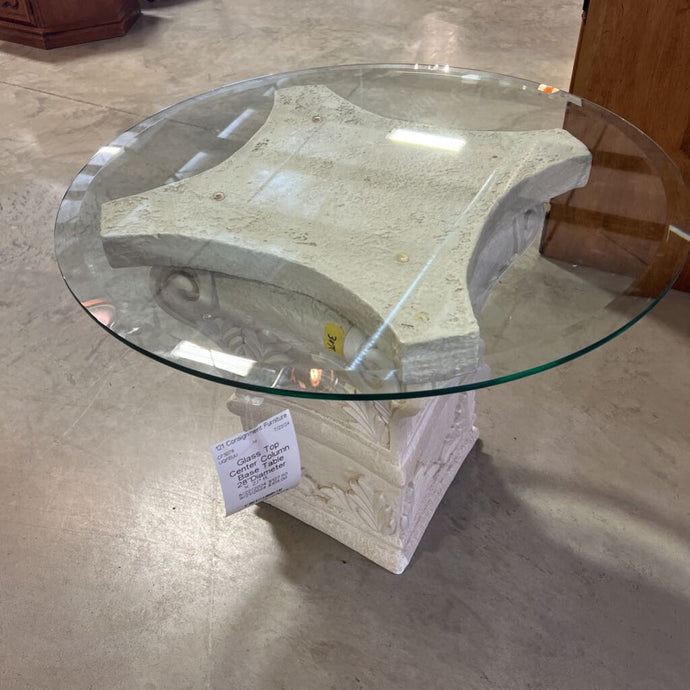 Glass Top Center Column Base Table