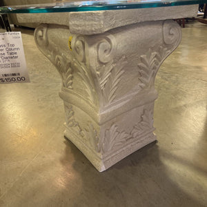 Glass Top Center Column Base Table