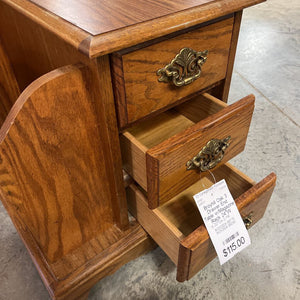 Broyhill Oak 3 Drawer End Table w/Magazine Rack