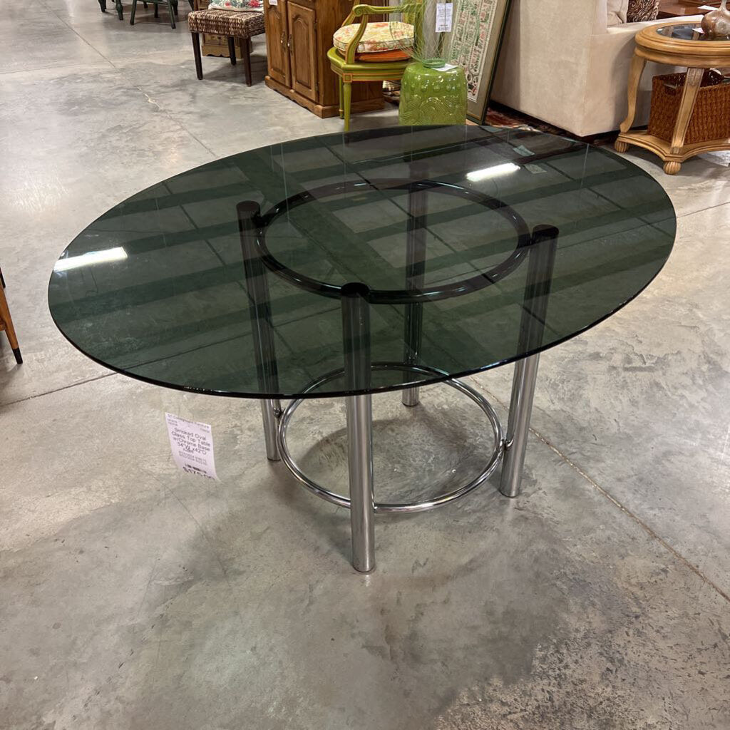 Smoked Oval Glass Top Table w/Chrome Base