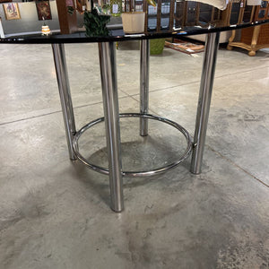 Smoked Oval Glass Top Table w/Chrome Base