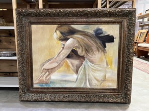 Girl Stretching on Canvas Ornate Frame