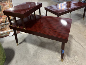 MCM Style 3 Piece Cherry Set 2x Step End Table/1 Coffee Table