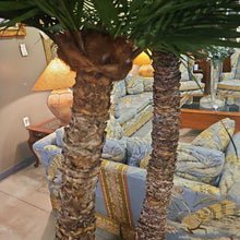 Load image into Gallery viewer, Large Faux Double Palm Tree in Stone Pot