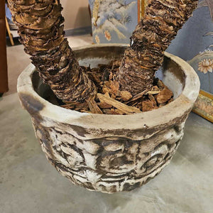 Large Faux Double Palm Tree in Stone Pot