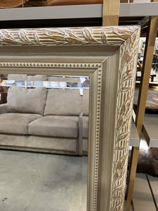 White Framed Beveled Mirror