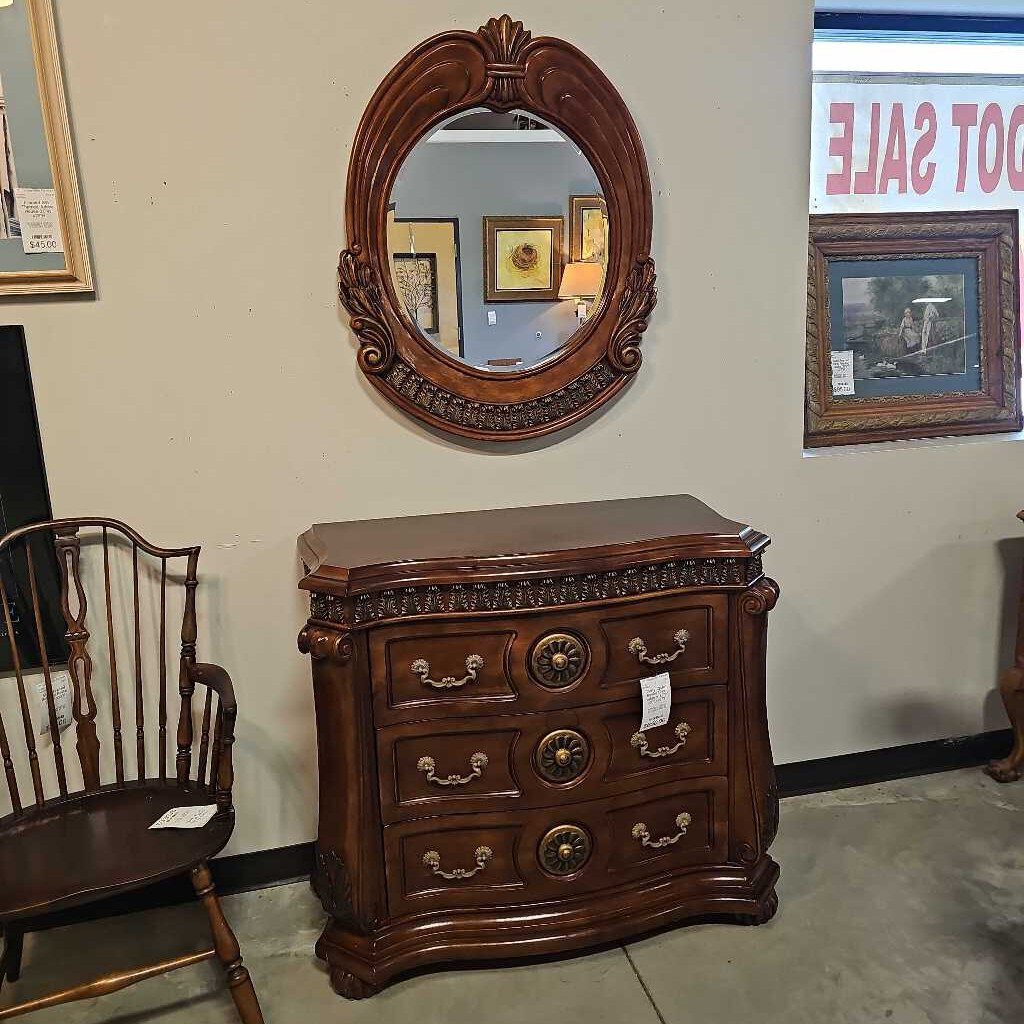 Cherry Opulent Bombe Chest w/Mirror