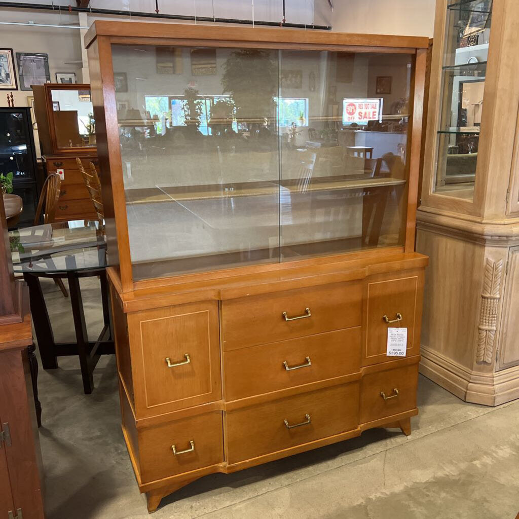 MCM Blonde Hutch w/Glass Sliders