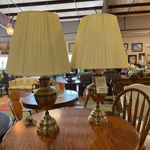 Brass Table lamp w/Cream Shade