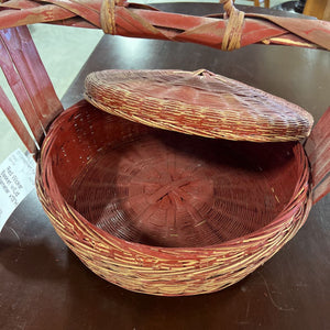 Red Wicker Basket w/Lid