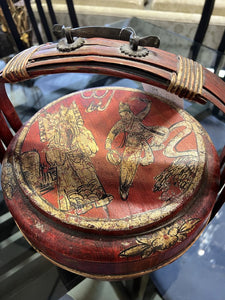 Red Decorated Chinese Basket w/Lid