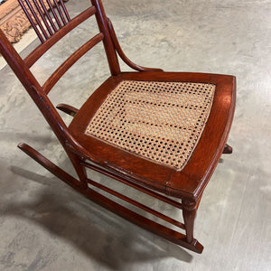 Antique Red Rocker w/Caned Seat