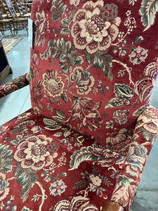 Red Floral Armchair w/Ottoman