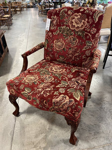 Red Floral Armchair w/Ottoman