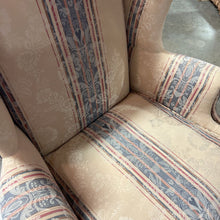 Load image into Gallery viewer, Cream/Blue Stripe Wingback Chair