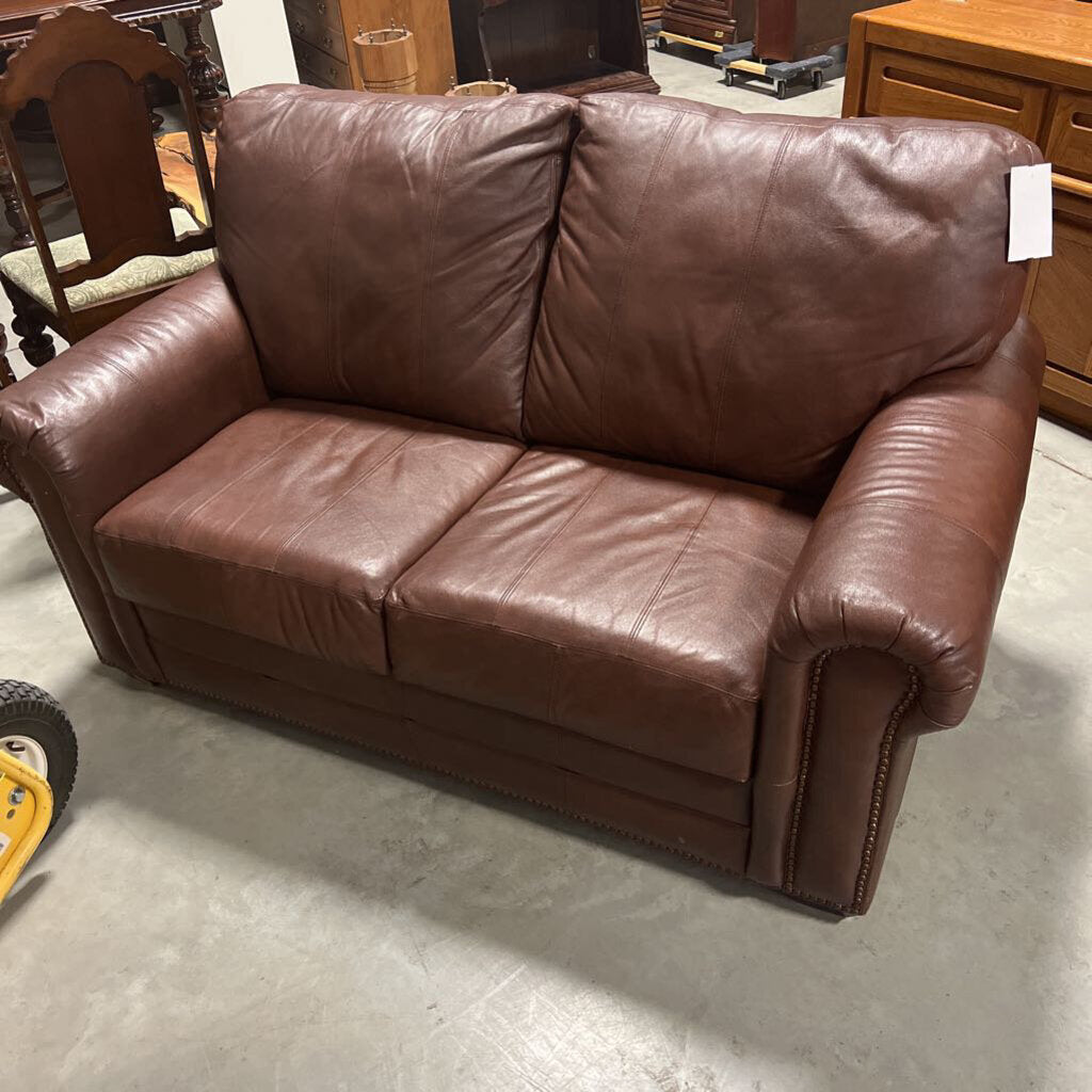 Brown Faux Leather Love Seat