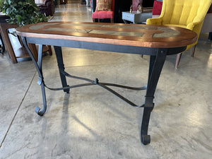 Sofa Table Oval w/Slate Inlay Perimeter