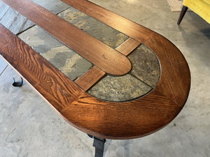 Sofa Table Oval w/Slate Inlay Perimeter