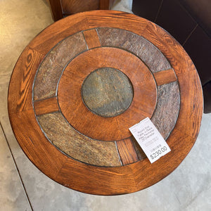 Round End Table w/Slate Inlay Perimeter