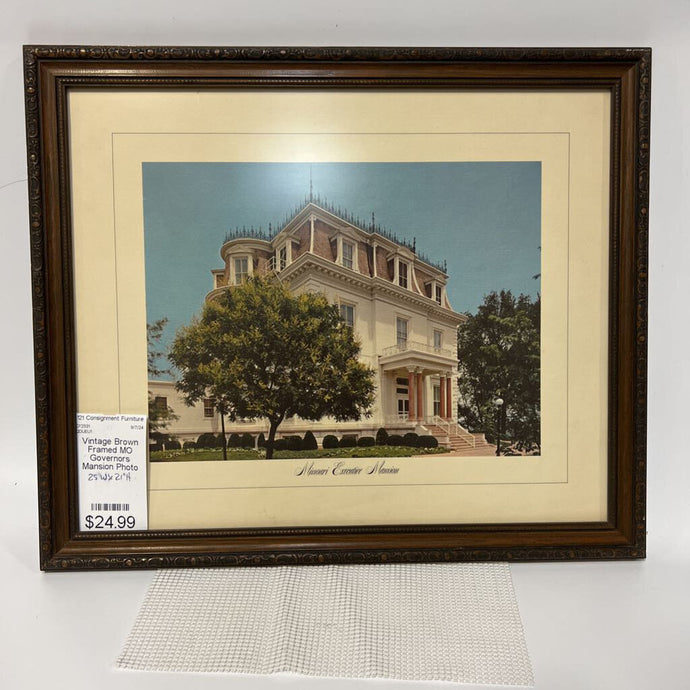 Vintage Brown Framed MO Governors Mansion Photo