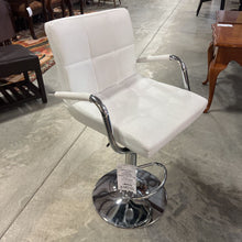 Load image into Gallery viewer, White Faux Leather Adjustable Height Swivel Bar Stool