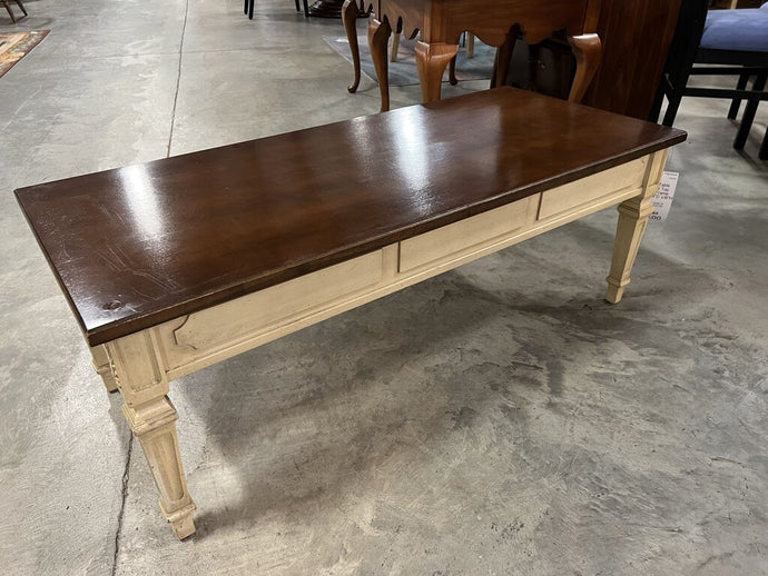 Coffee Table w/Wood Top Cream Frame