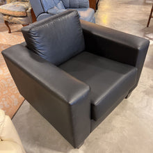 Load image into Gallery viewer, Squared Black Vinyl Arm Chair